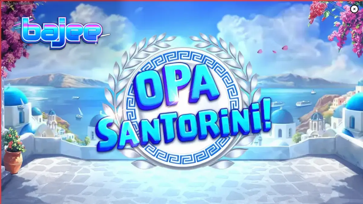 Opa Santorini স্লট গেমের গ্রিক দ্বীপের দৃশ্য